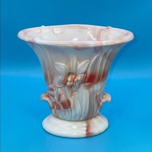 Akro Agate Slag Glass Vase 4.25”